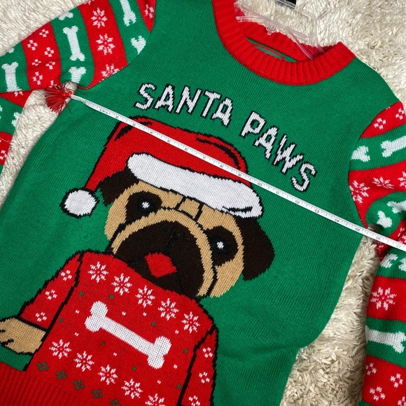 Santa paws pug red and green Christmas sweater - Picture 6 of 7